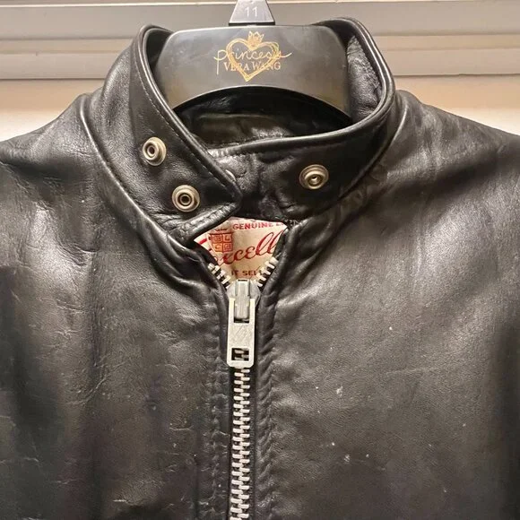 Vintage Excelled Black Leather Moto Jacket – Made in USA – Size 36R - Picture 4 of 7